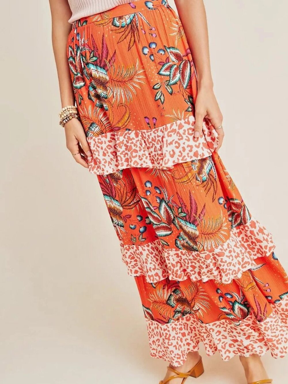 FARM RIO + Anthropologie Jamima Floral-Printed A-line Midi Skirt NWT Small